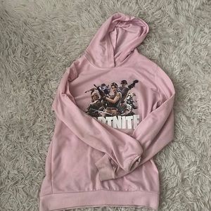 I am selling a light pink Fortnite hoodie.